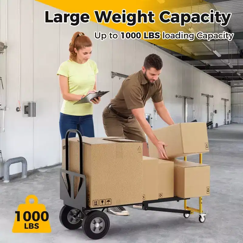 Costway 3-in-1 Convertible Hand Truck with 4 Rubber Wheels 1000 lbs Max Load Capacity
