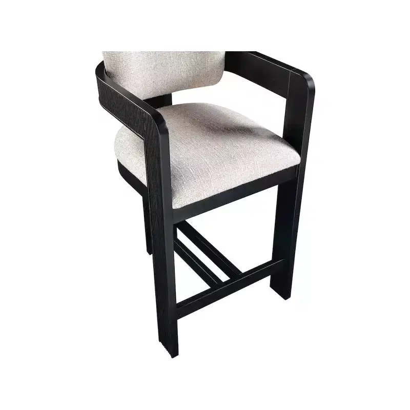 Meridian Furniture,Sacha Beige Linen Textured Fabric Stool