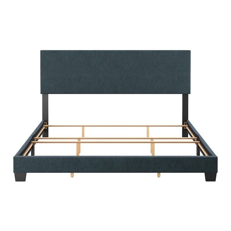 Modern King Bed with Upholstered Headboard (Box Spring Required)