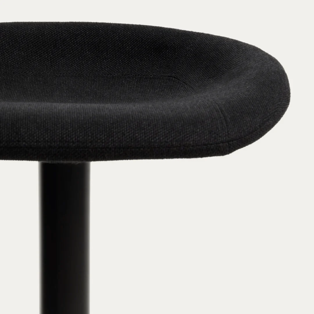 Black Steel Barstool with Swivel and Upholstered for Kitchen