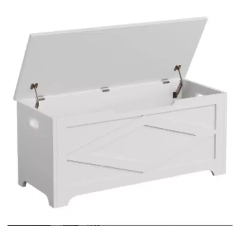 Storage Ottoman with Irregular Legs - MDF, Rhombus Pattern, White
