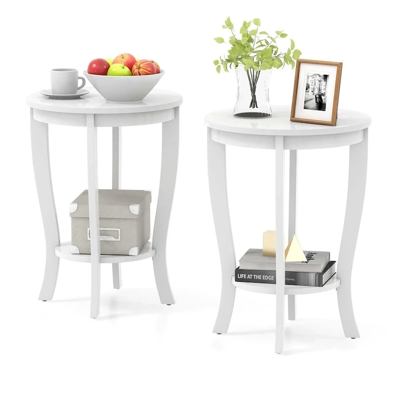 2-Tier Round Side Table Set of 2, 18