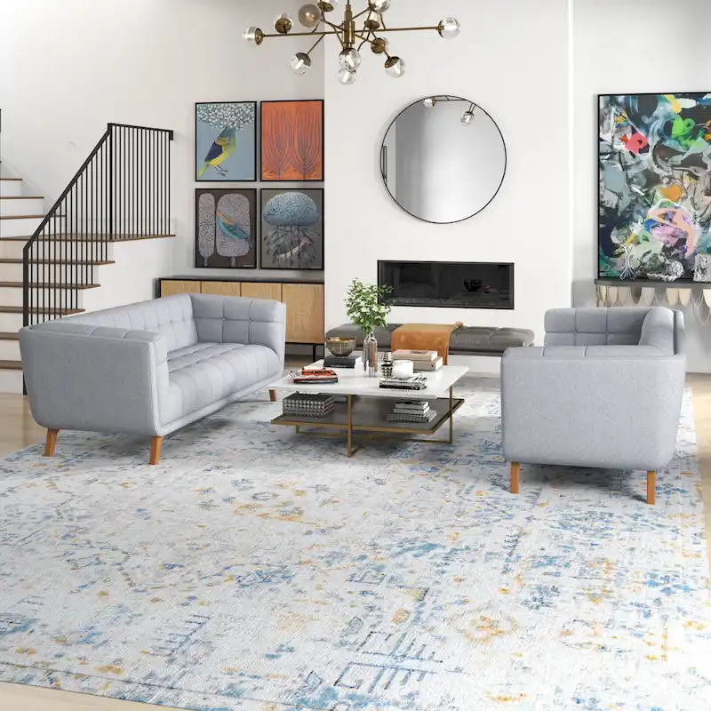 Kartal Mid Century Velvet Sofa Set in