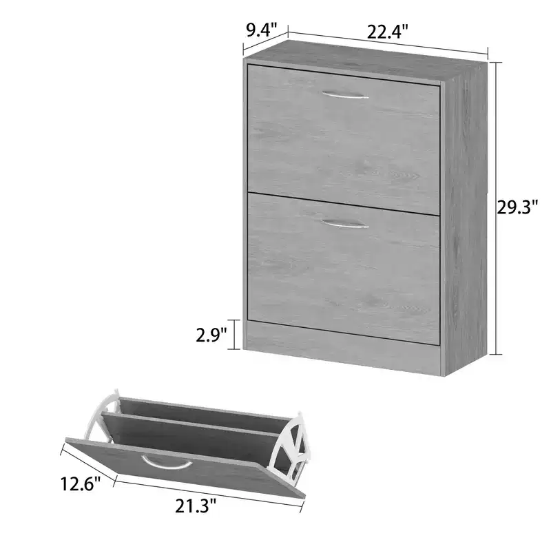 Famapy Gray Entryway Shoe Cabinet With Flipped Drawers