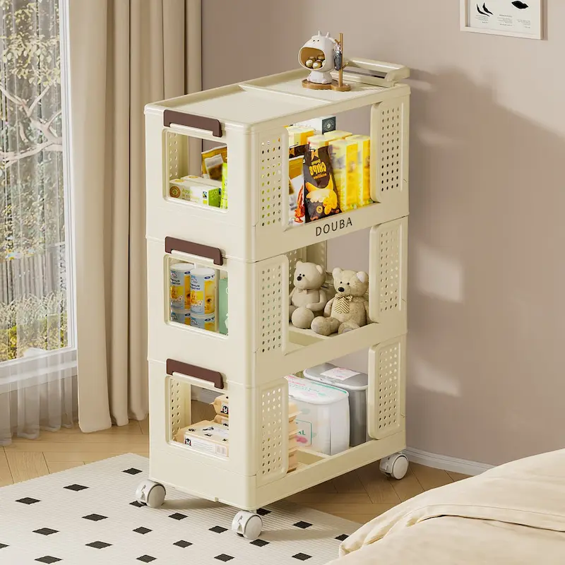 3-Tier Mobile Kitchen Cart with Lockable Wheels