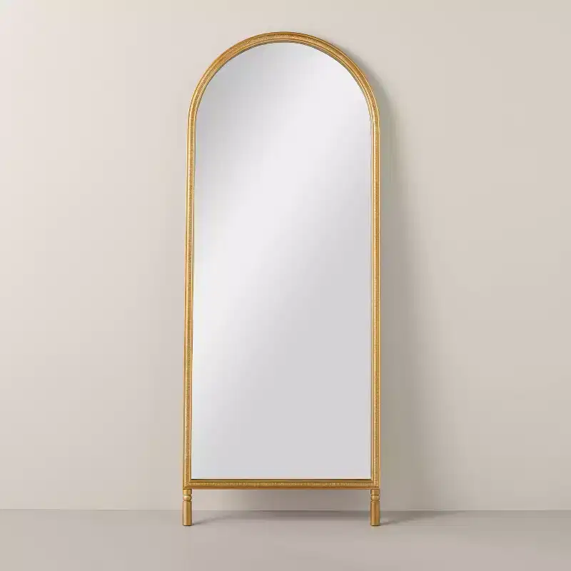 Arched 28"x70" Wood Framed Leaner Mirror Brass - Hearth & Hand™ with Magnolia