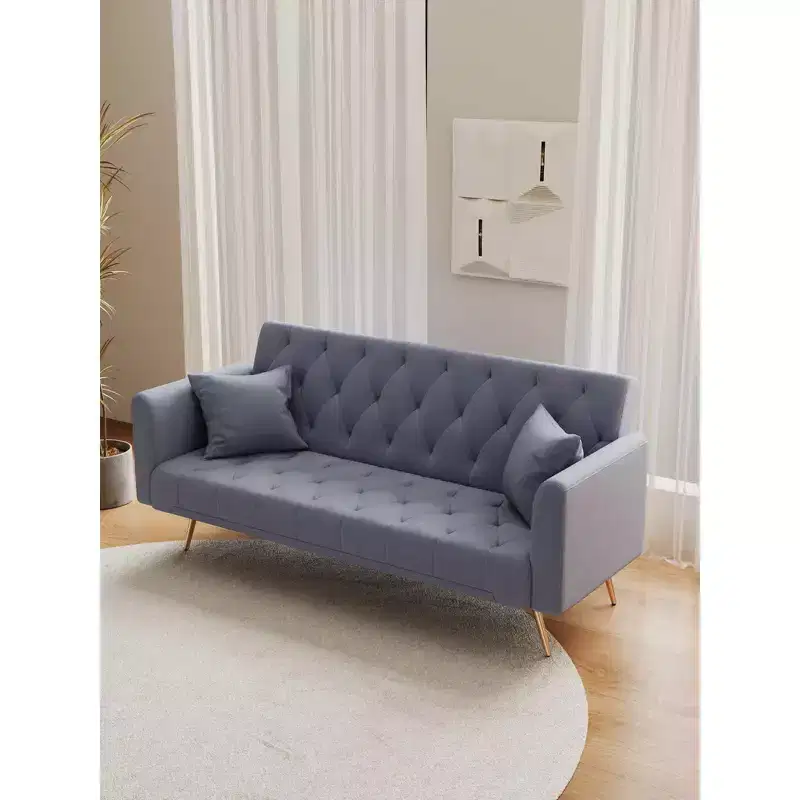MAYEERTY Love Seat Vintahe Velvet Sofa Comfortable for Liviing Room Bedroom Gray