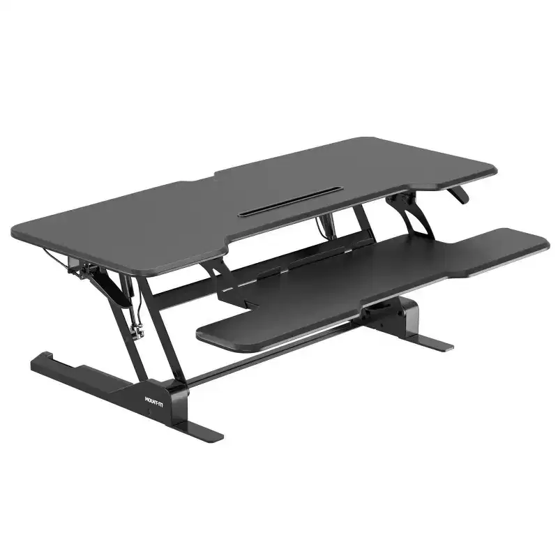 Black 2-Person Wide Standing Desk Converter, Sit-Stand Style