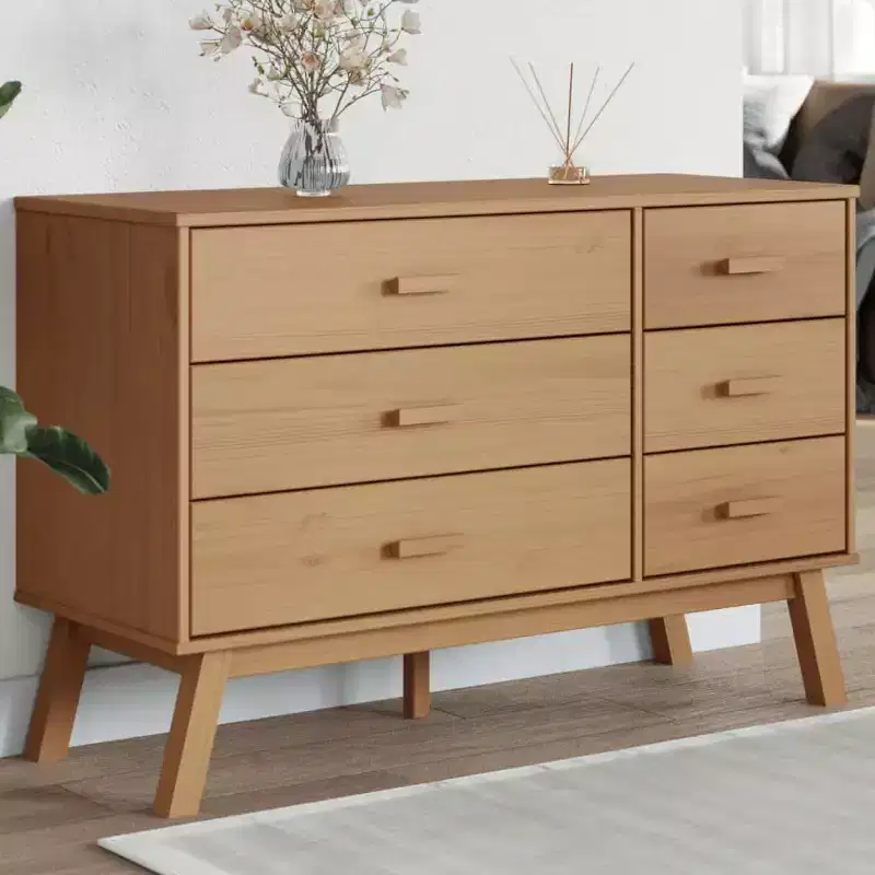 vidaXL Drawer Cabinet Brown Solid pine wood Medium Drawer Cabinet