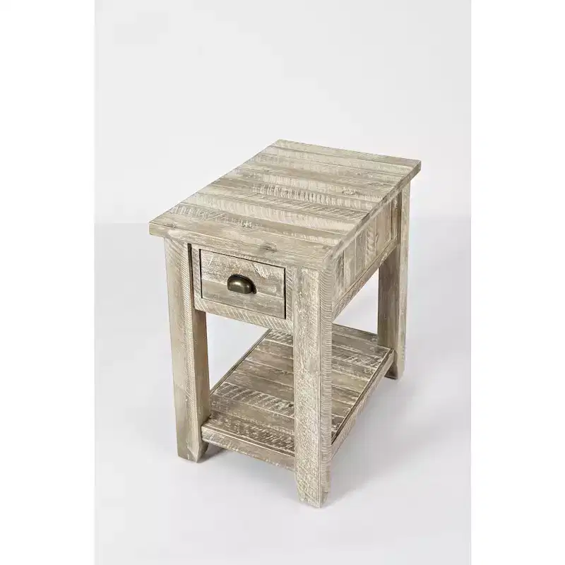 Jofran,Artisan's Craft Rustic Farmhouse Distressed Solid Wood Side Table- Gray Color