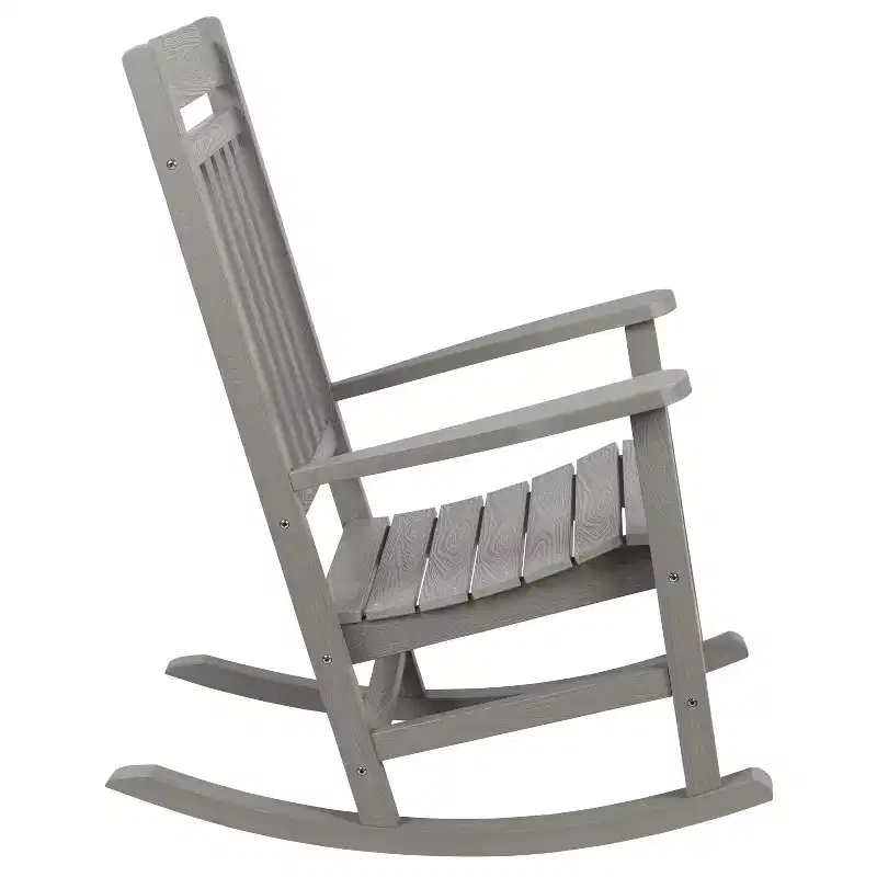 Emma and Oliver All-Weather Rocking Chair in Faux Wood - Patio and Backyard Furniture