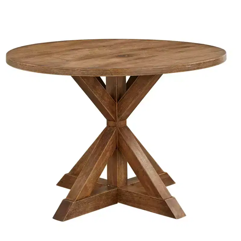Buylateral 5pc Crenshaw Round Dining Set with Linen Cushion Chairs Driftwood : Solid Rubberwood, Linen Cushion Chairs