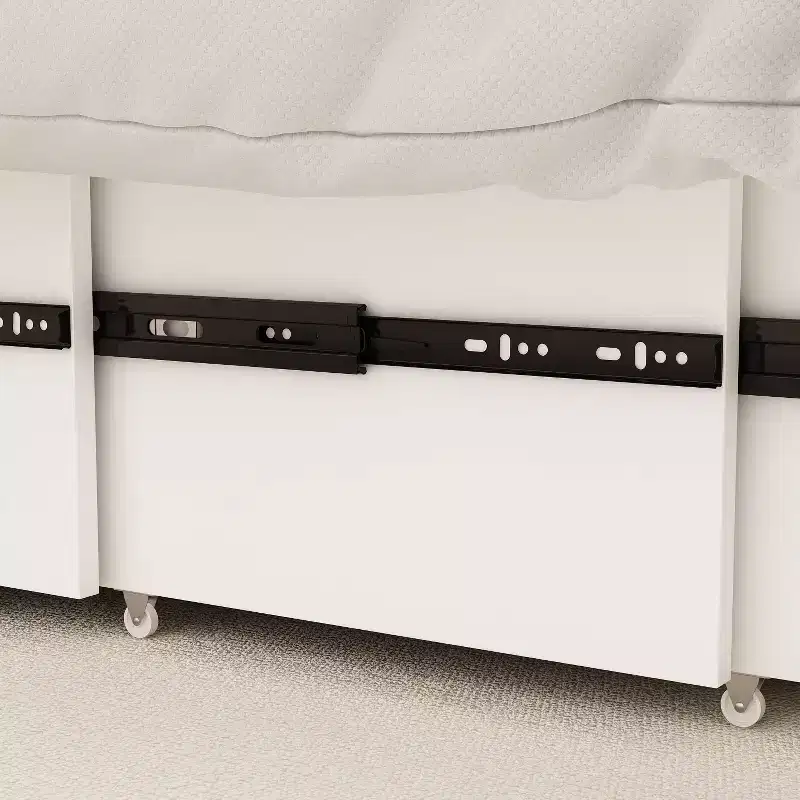 White Pull-Out Murphy Bed with Drawer & Charging Station – Full/Queen, 1–2 Person