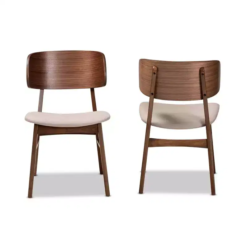 2pc Alston Fabric Upholstered Wood Dining Chair Set - Baxton Studio