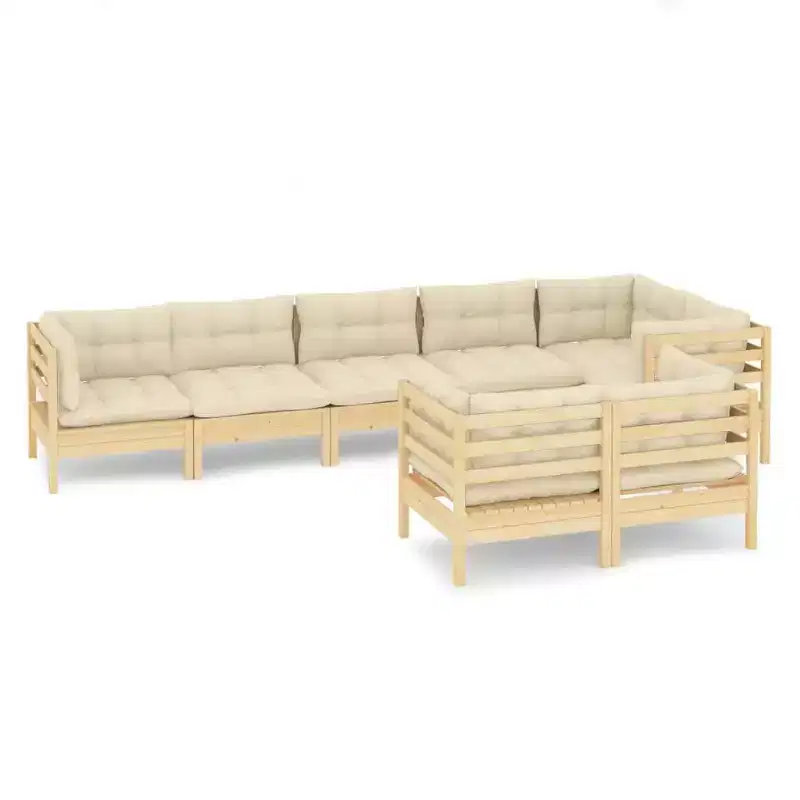 vidaXL Patio Lounge Set - Solid Pinewood with Cushions in Different Colors