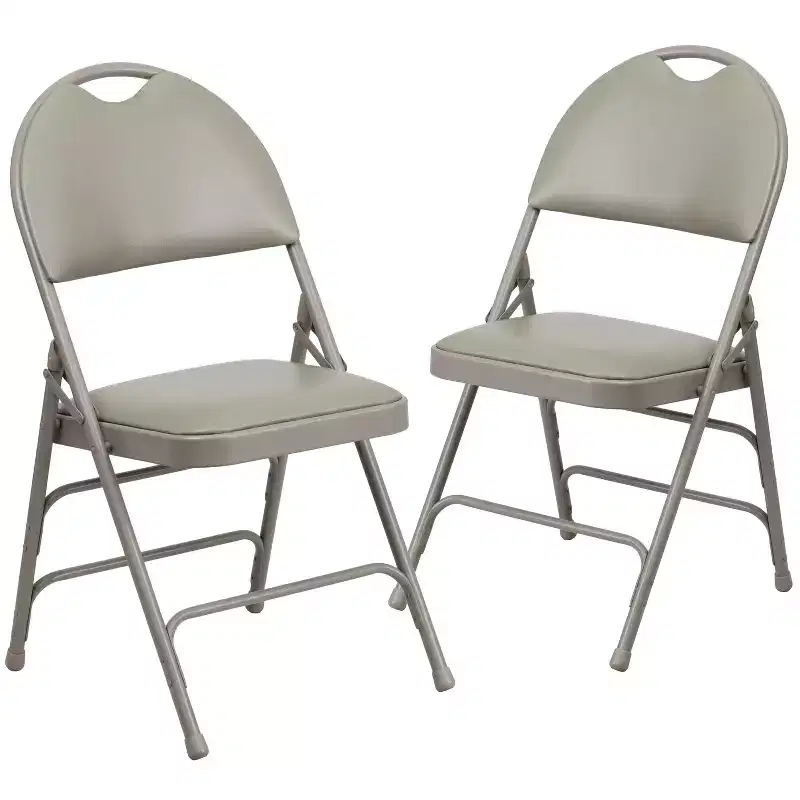 Extra Large Ultra-Premium Triple Braced Metal Folding Chair with Easy-Carry Handle