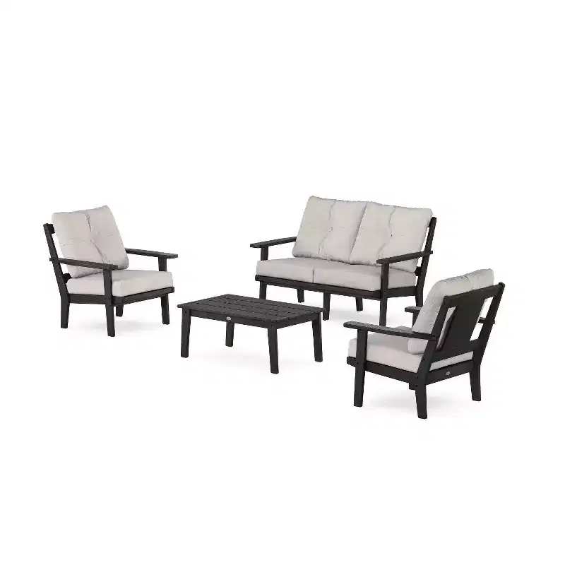 POLYWOOD 4pc Prairie Deep Seating Outdoor Patio Conversation Set with Loveseat