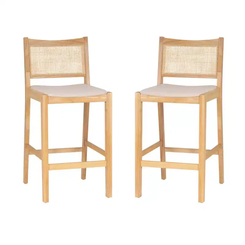 Powell Set of 2 Bessie Cane Barstools Natural