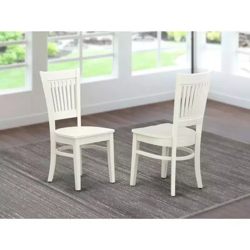HomeStock Wooden Dining Chair 2-Piece Set- Wooden Seat and Slatted Back