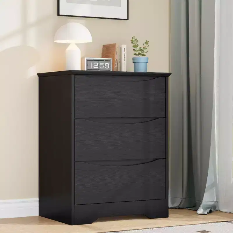 Modern Dresser with 3 Spacious Drawers - 23.6x14.2x29.5, Hidden Handles for Bedroom & Living Room