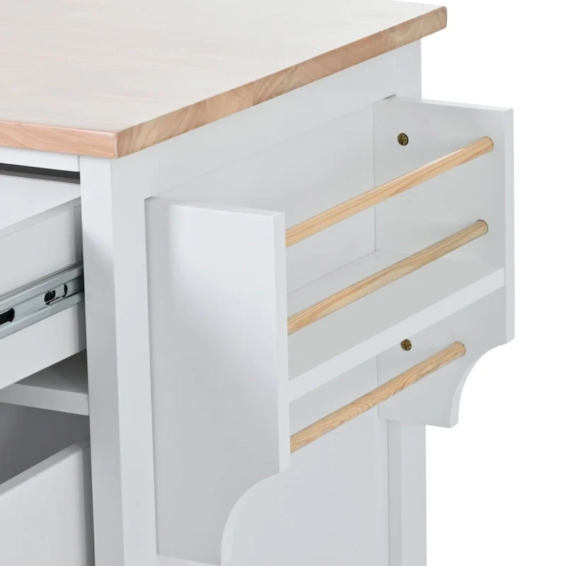 53 in. W Kitchen Island with Countertop and Drawers - N/A