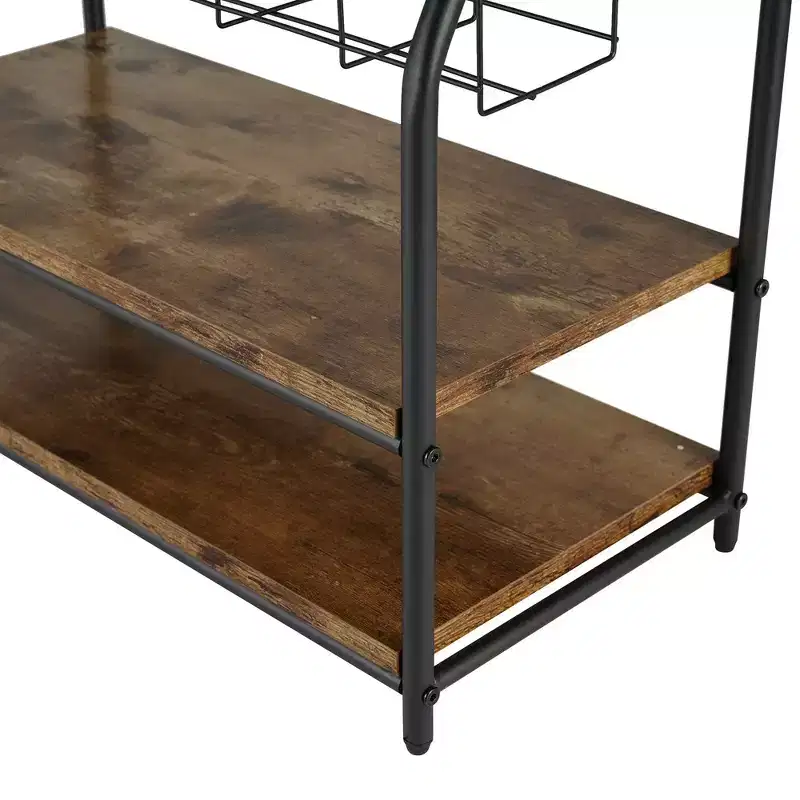 2-Tier Metal Frame Freestanding Bookshelf & Magazine Rack for Small Spaces