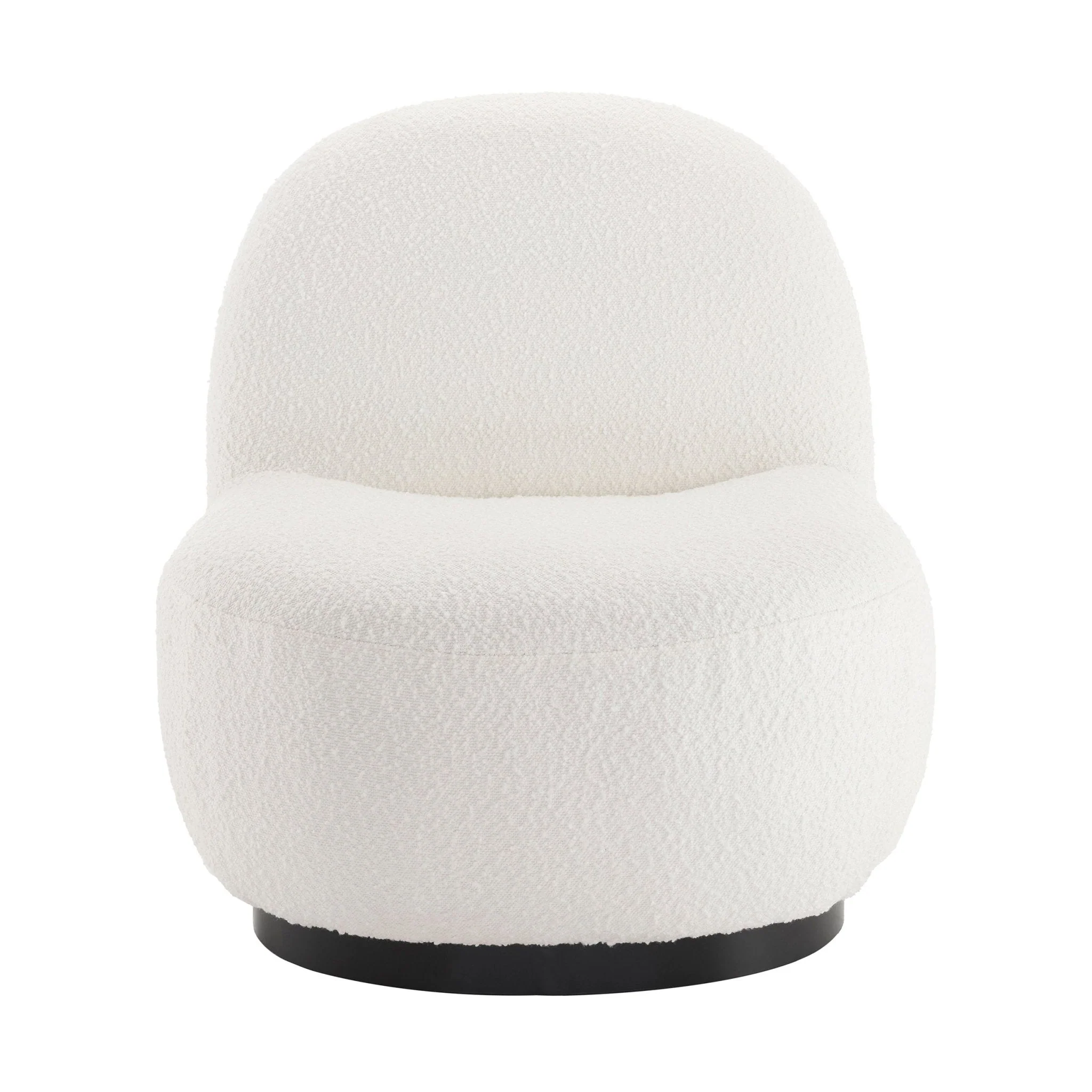 Contemporary Ivory Boucle Accent Chair with Compact Design for Living Room