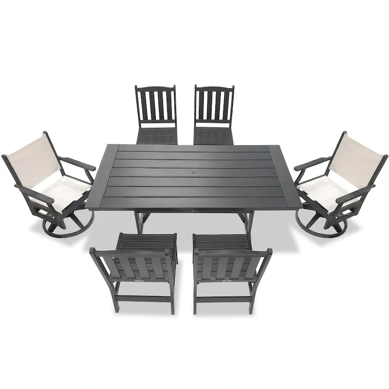 LuXeo Tuscany Sling Swivel Dining 7-Piece Set