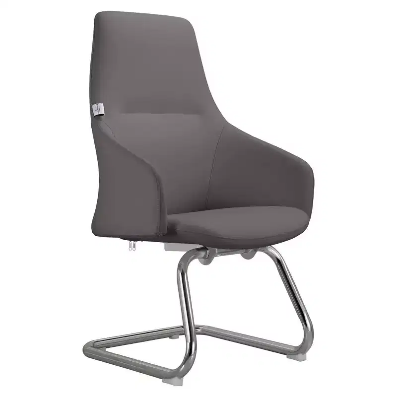 Ergonomic Faux Leather Office Chair Iron Sled Base Adjustable Height 330 lbs Capacity