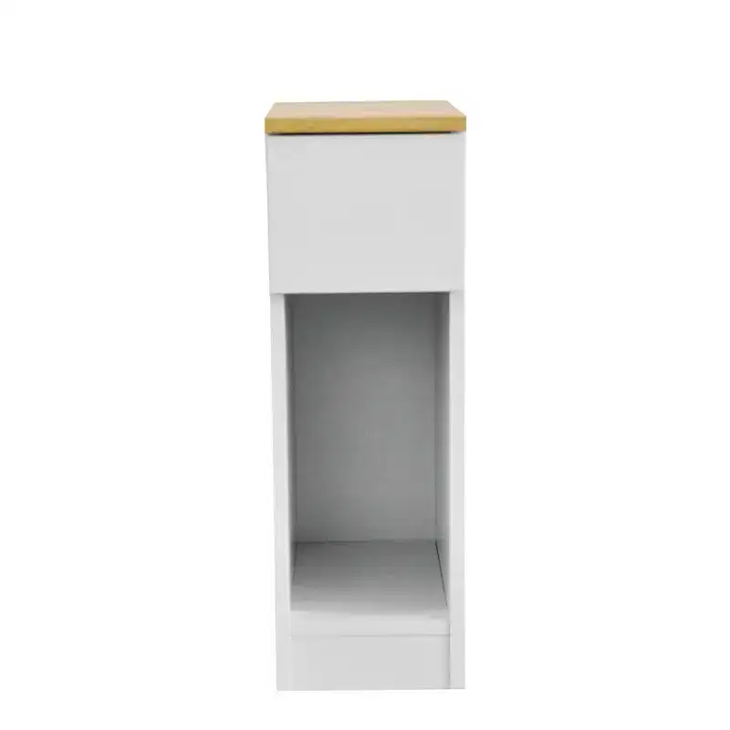 AndMakers 8 in. White Titanium Rectangular Wood End Table with 1 Drawer
