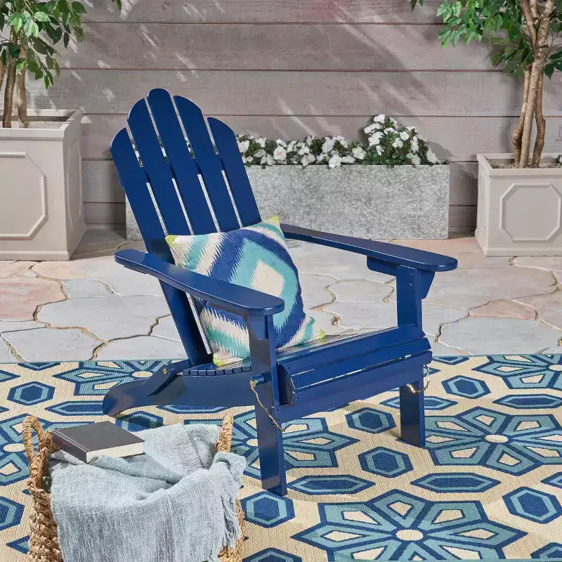 GDFStudio Cara Outdoor Acacia Wood Folding Adirondack Chair