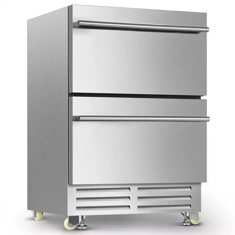 Hooure 140 Can Outdoor Beverage Refrigerator - 23.42-Inch Built-In Cooler, 4.9 Cu.Ft, Stainless Steel