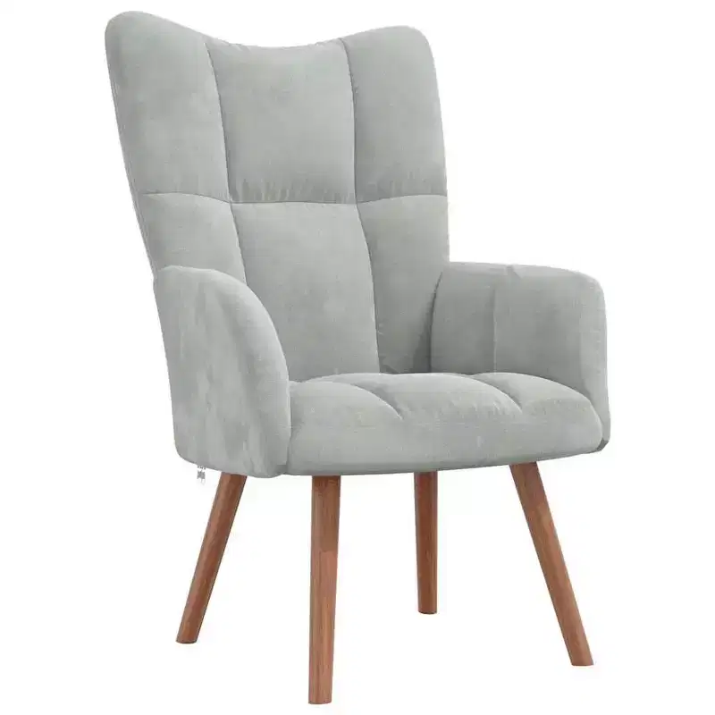 Modern Light Grey Velvet Armchair