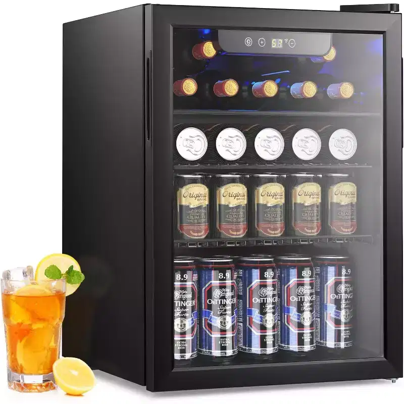 ZAFRO 24 Bottle Wine Cooler/Cabinet Beverage Refrigerator ,Clear Glass Door Bar Fridge Adjust Temp Control Freestanding, 2.4 Cu. ft
