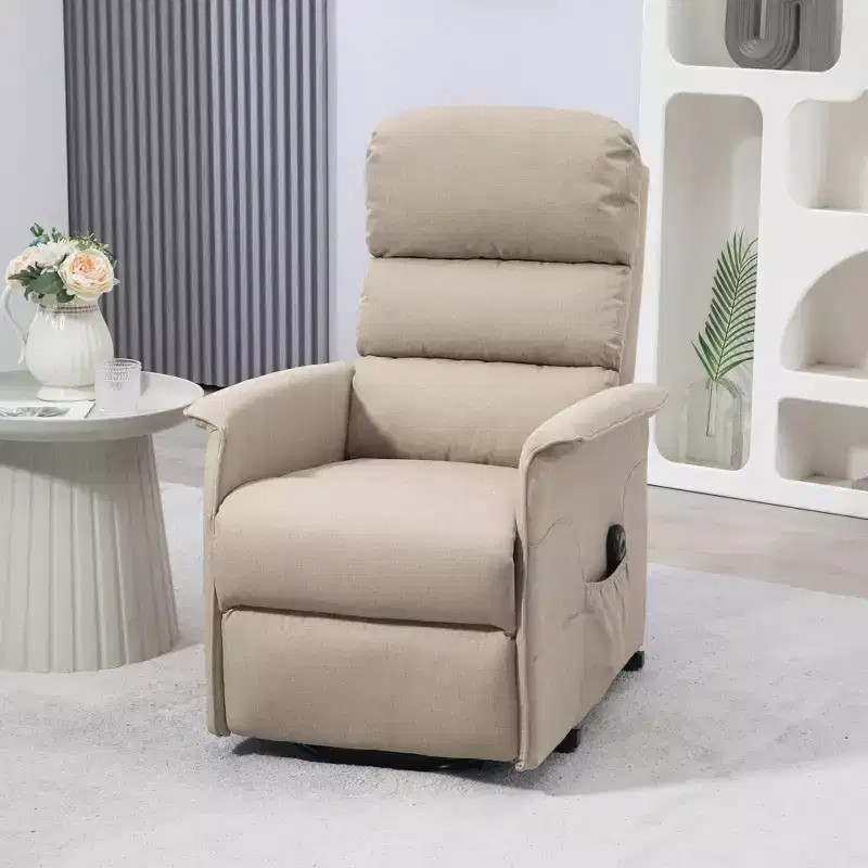 Power Lift Assist Recliner Chair for Elderly with Remote Control, Linen Fabric Upholstery