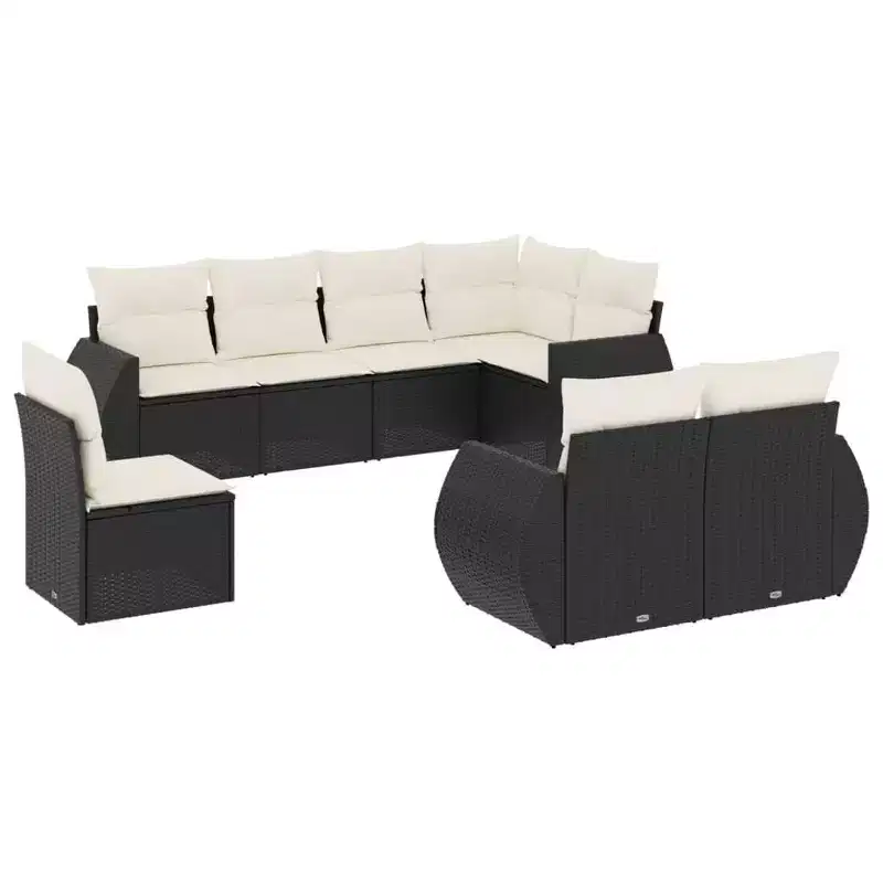 vidaXL 8 Piece Patio Sofa Set with Cushions Brown Poly Rattan