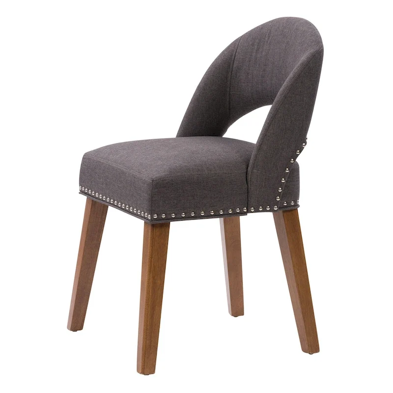 Mid-Century Modern Upholstered Dining Chair with Nail Head Trim, Set of 2
