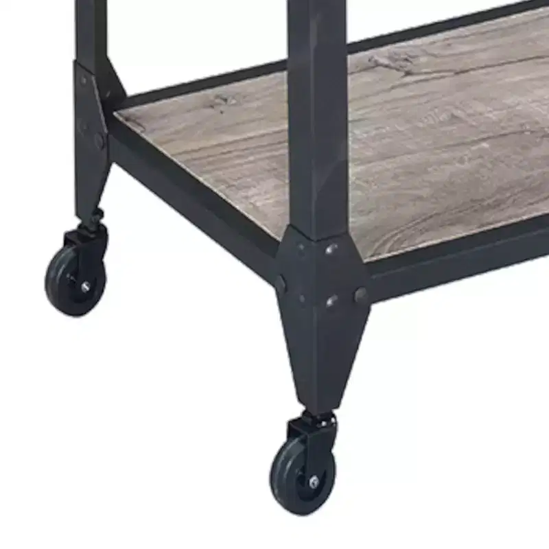 Wood & Metal Bar Serving Cart with Wheels 31''H x 32''D x 16''W