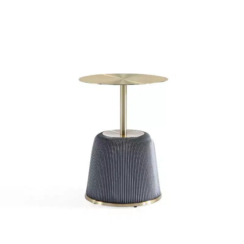 Modern Leatherette Upholstered End Table with Gold Tabletop