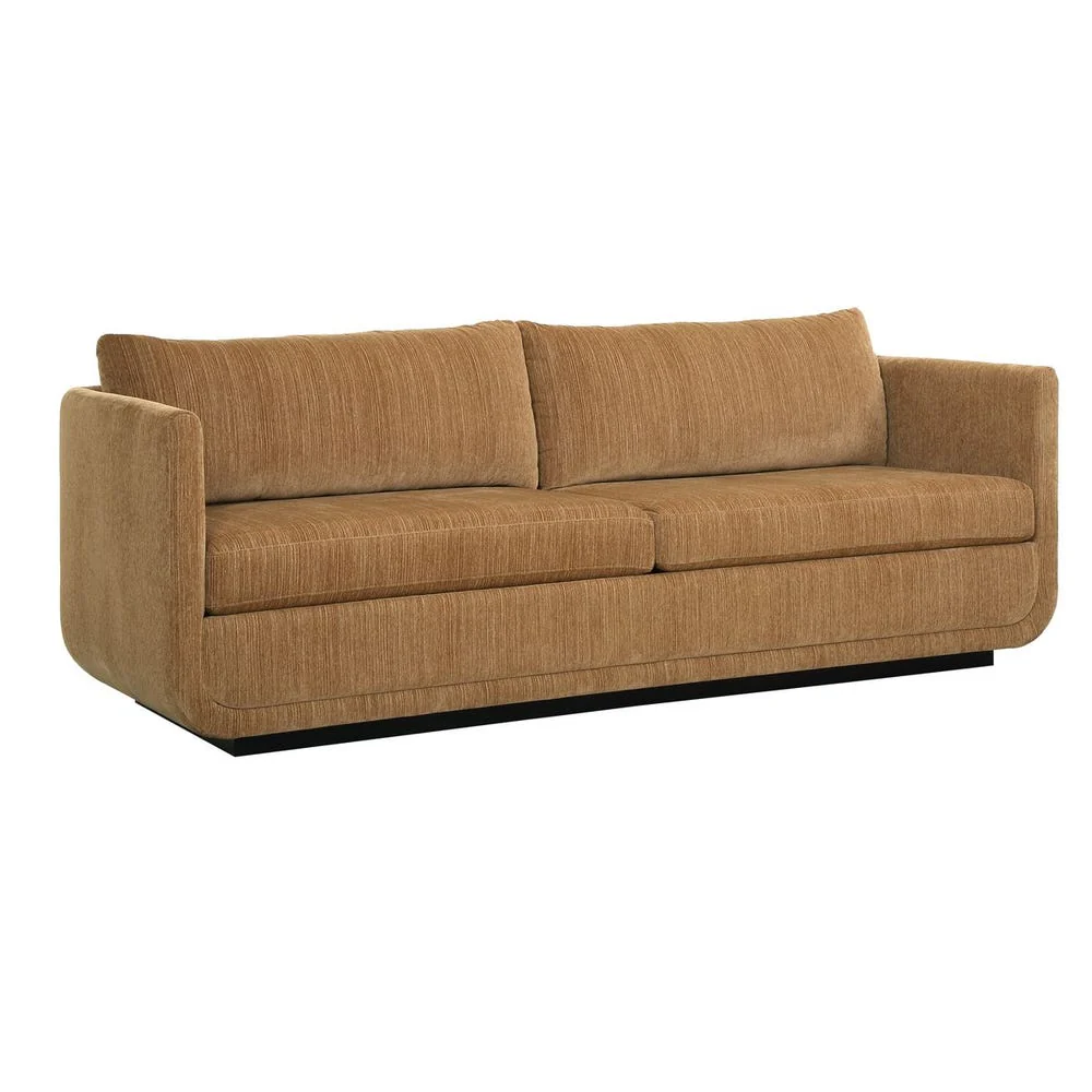 Ginger Chenille Rounded Frame Hidden Plinth Three Seat Sofa