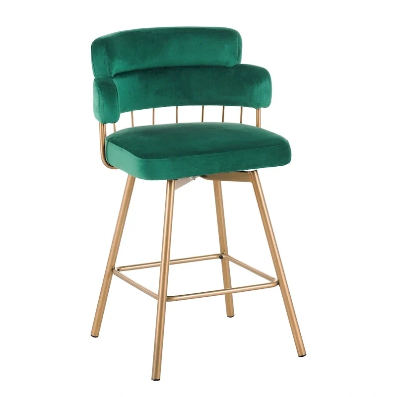 Christopher Knight Home Bremen 180Swivel 26 Velvet Counter Stools with Metal Legs (Set of 2)