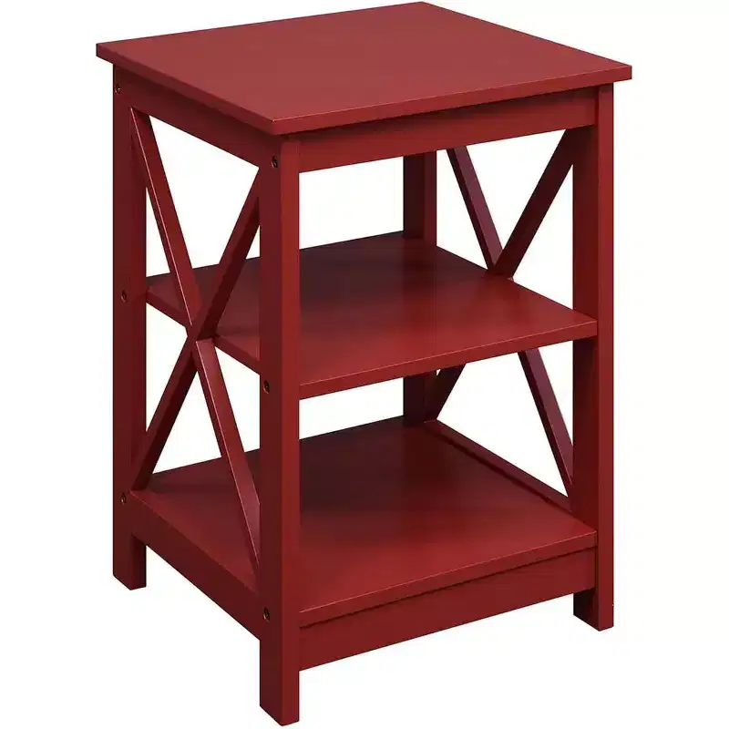 End Table with Three Shelves and X-Frame Sides