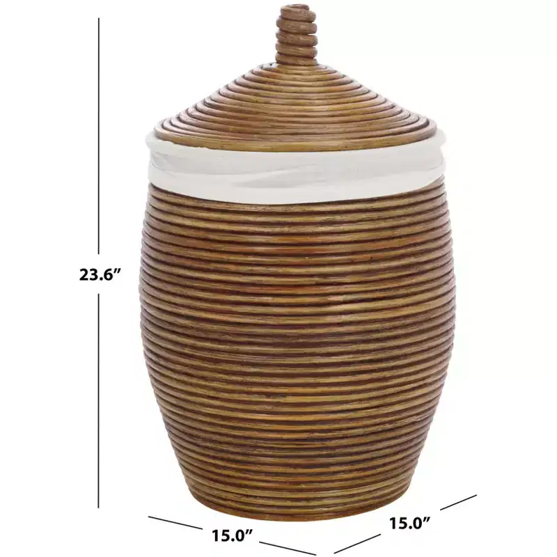 Mikkel Laundry Basket - HAC6503 - White/Honey Brown Wash - Safavieh