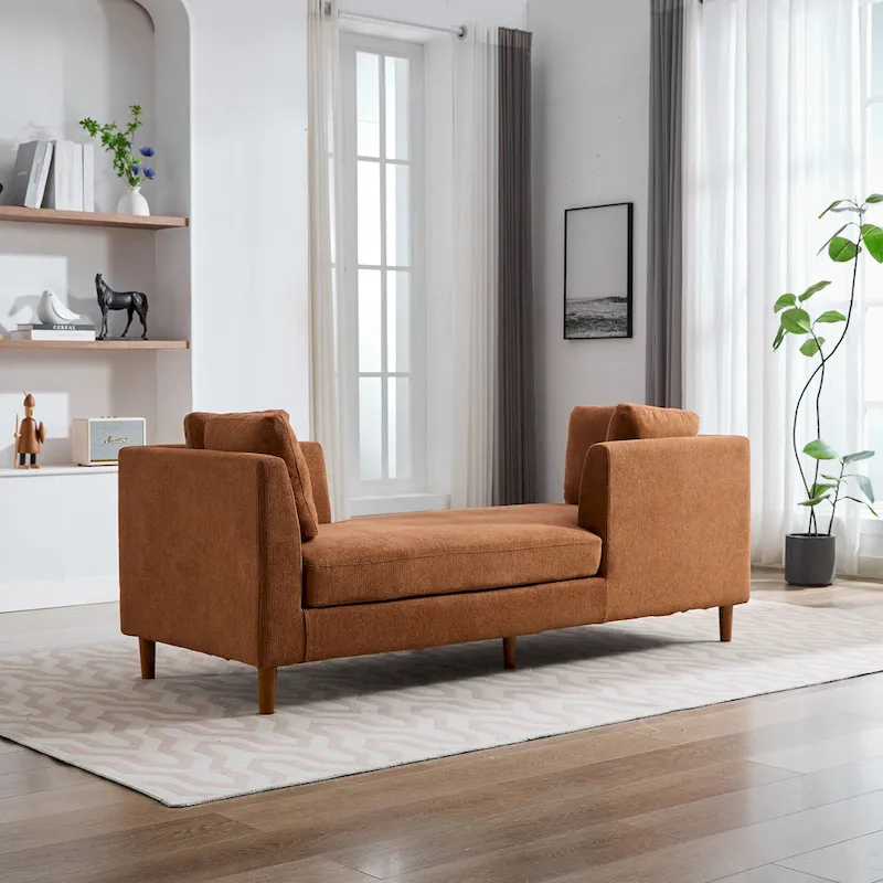 Wide Modern Double-Sided Upholstered Chaise Lounge