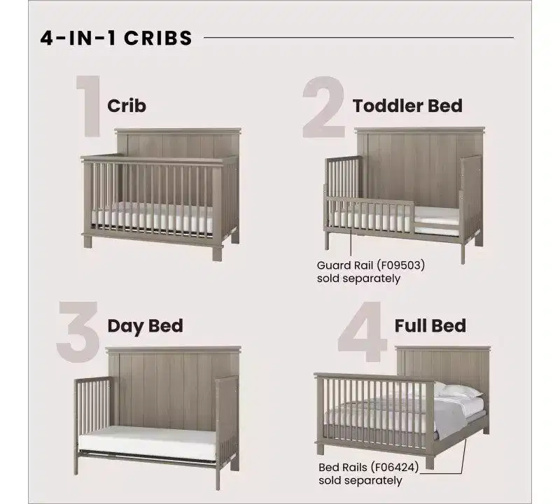 Child Craft Denman Crib, Dresser and Chest Nursery Set, 3-Piece, Includes 4-in-1 Convertible Crib, Dresser and Chest