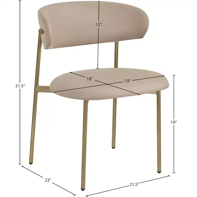 Taupe Vegan Leather Dining Chair, Set of 2