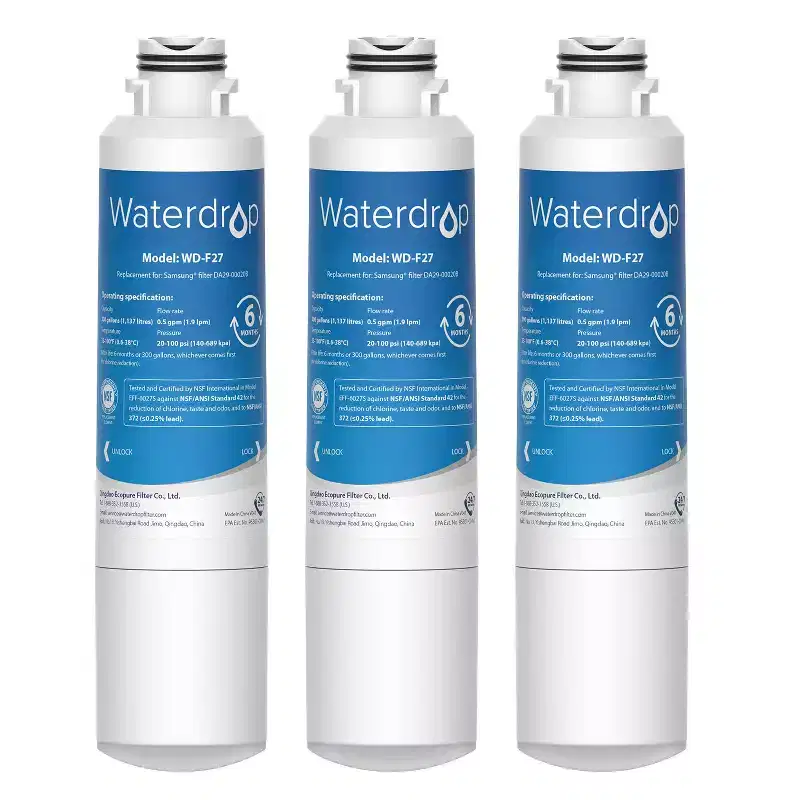 Waterdrop DA29-00020B Replacement for Samsung Water Filter HAF-CIN/EXP, DA29-00020B, HAF-CIN, DA29-00020B-1,NSF 42 and 372 certified, 3 Filters