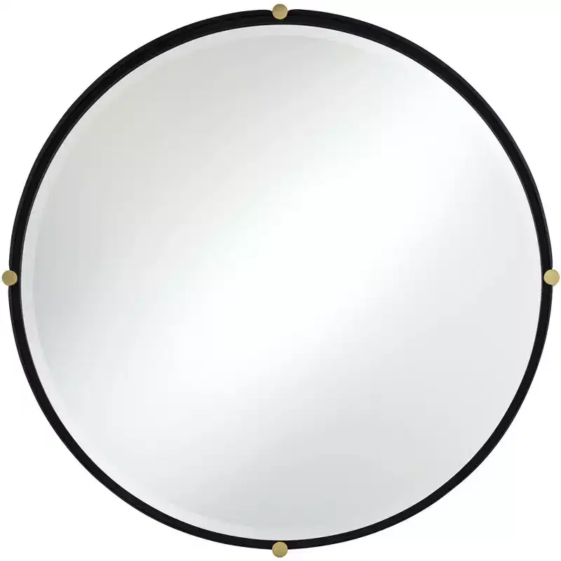 34 Gold and Matte Black Round Wall Mirror