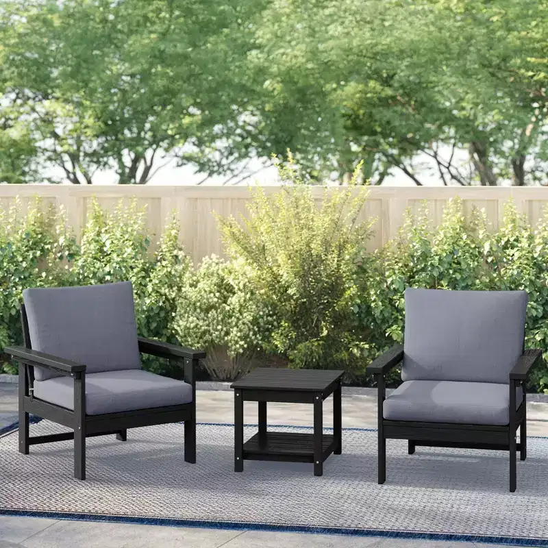 Hyleory Eco-Friendly HDPE Patio Seating Set with Cushions & Side Table