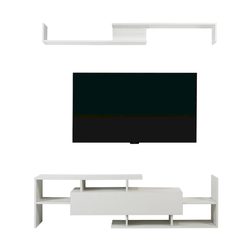 Surrey 60.2 2 Pc 1-Drawer Floating TV Stand Media Console with Open Shelves